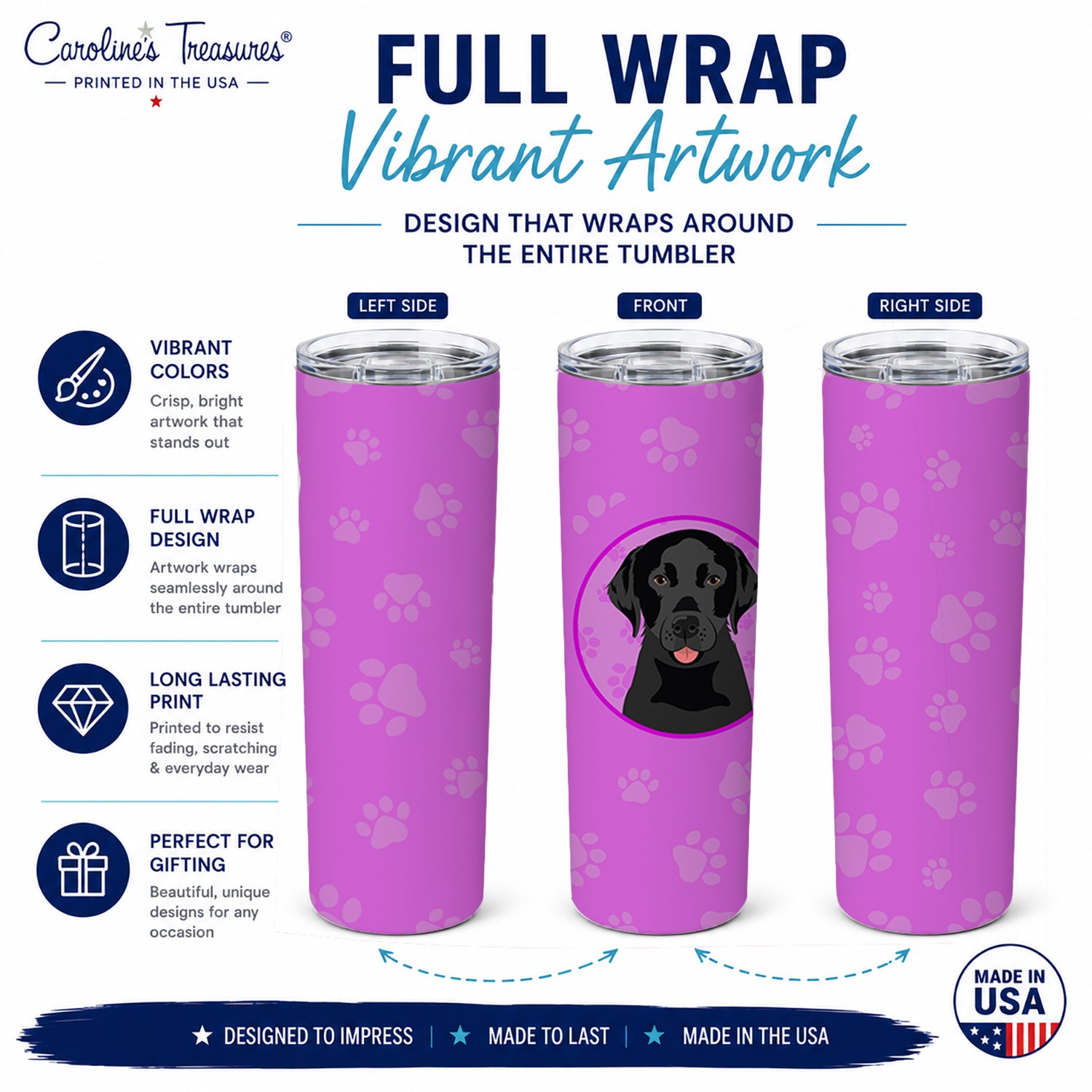 Labrador Retriever Black #3 Stainless Steel Skinny Tumbler 20 oz Vacuum Double Walled Reusable Insulated Travel Cup