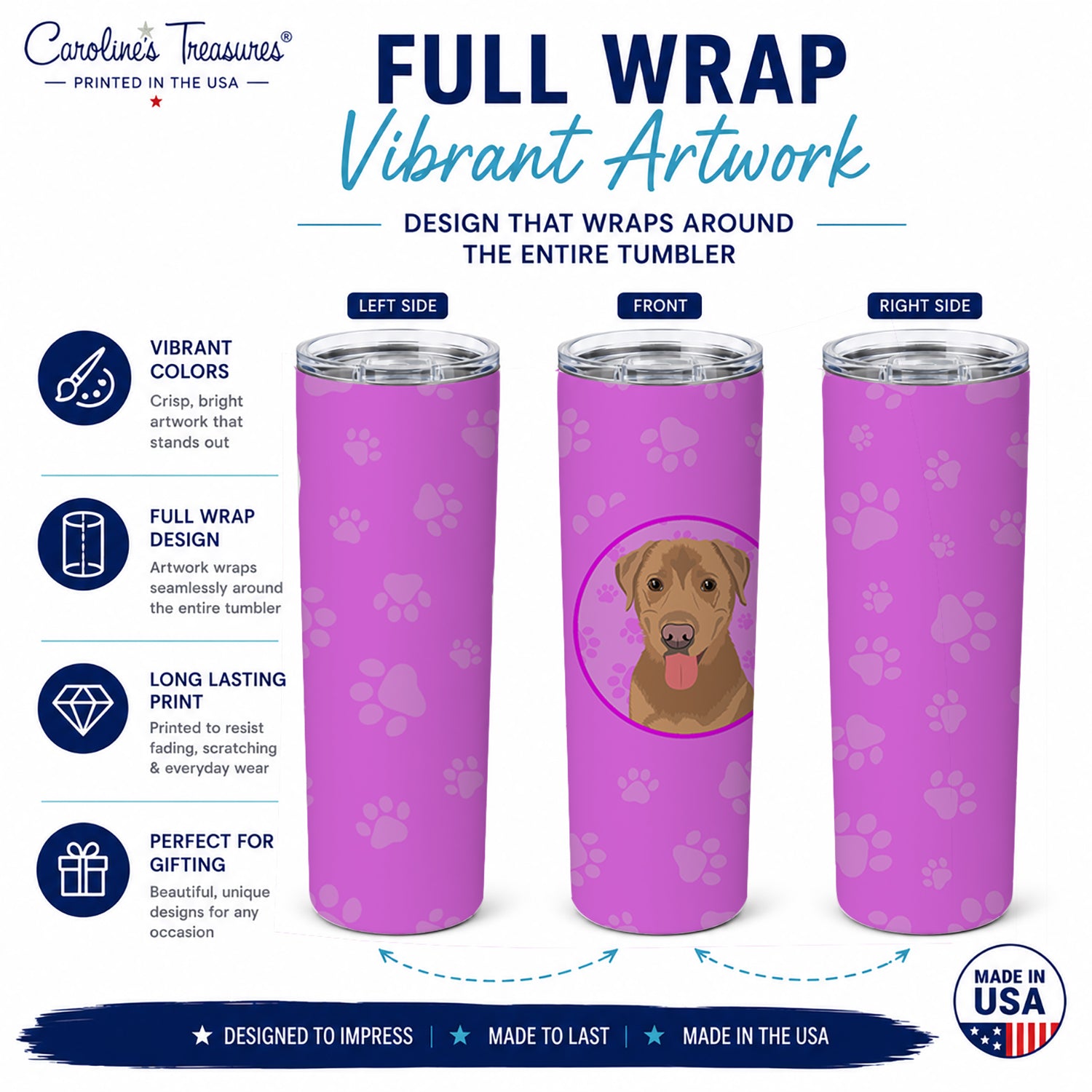 Labrador Retriever Red Stainless Steel Skinny Tumbler 20 oz Vacuum Double Walled Reusable Insulated Travel Cup