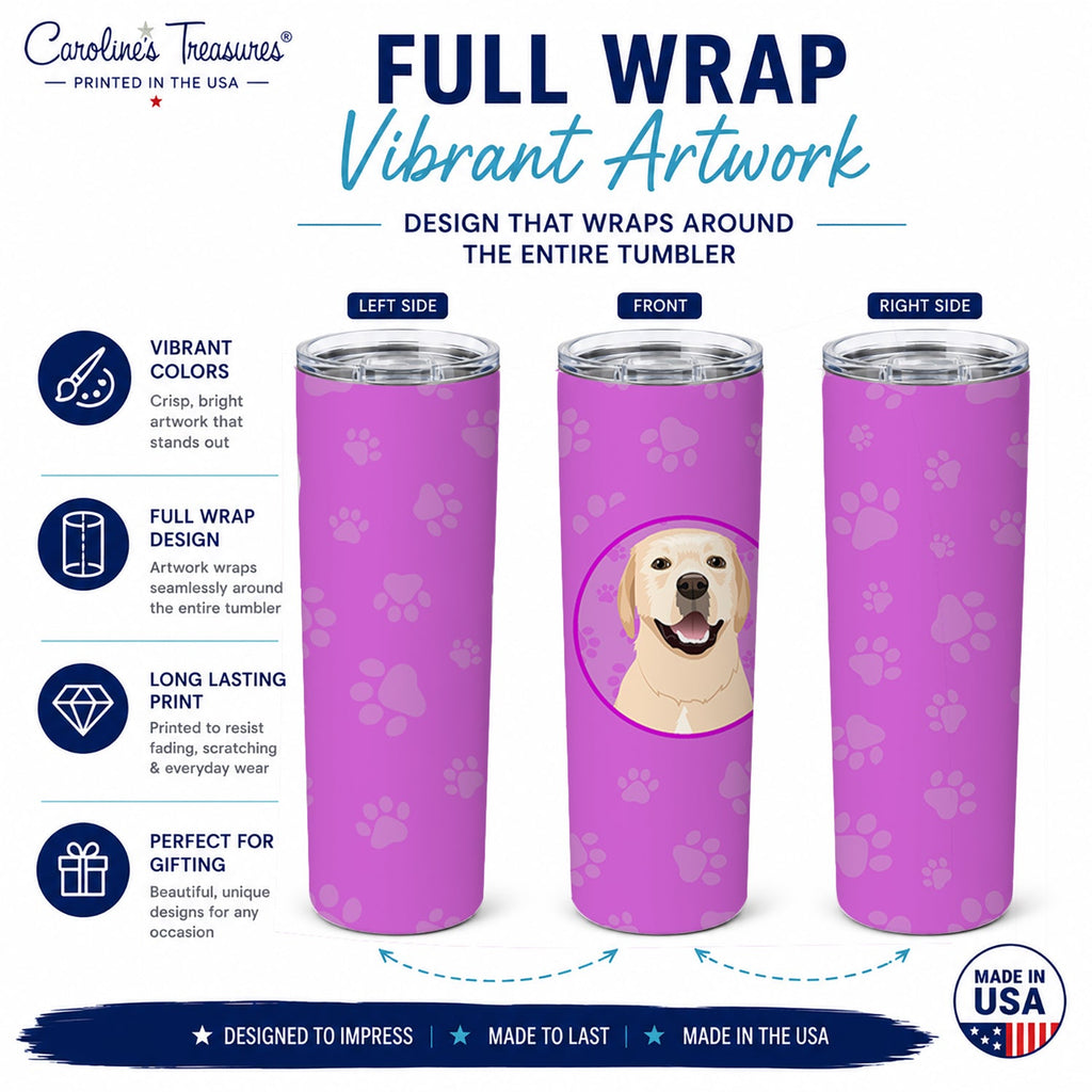Labrador Retriever Yellow #2 Stainless Steel Skinny Tumbler 20 oz Vacuum Double Walled Reusable Insulated Travel Cup