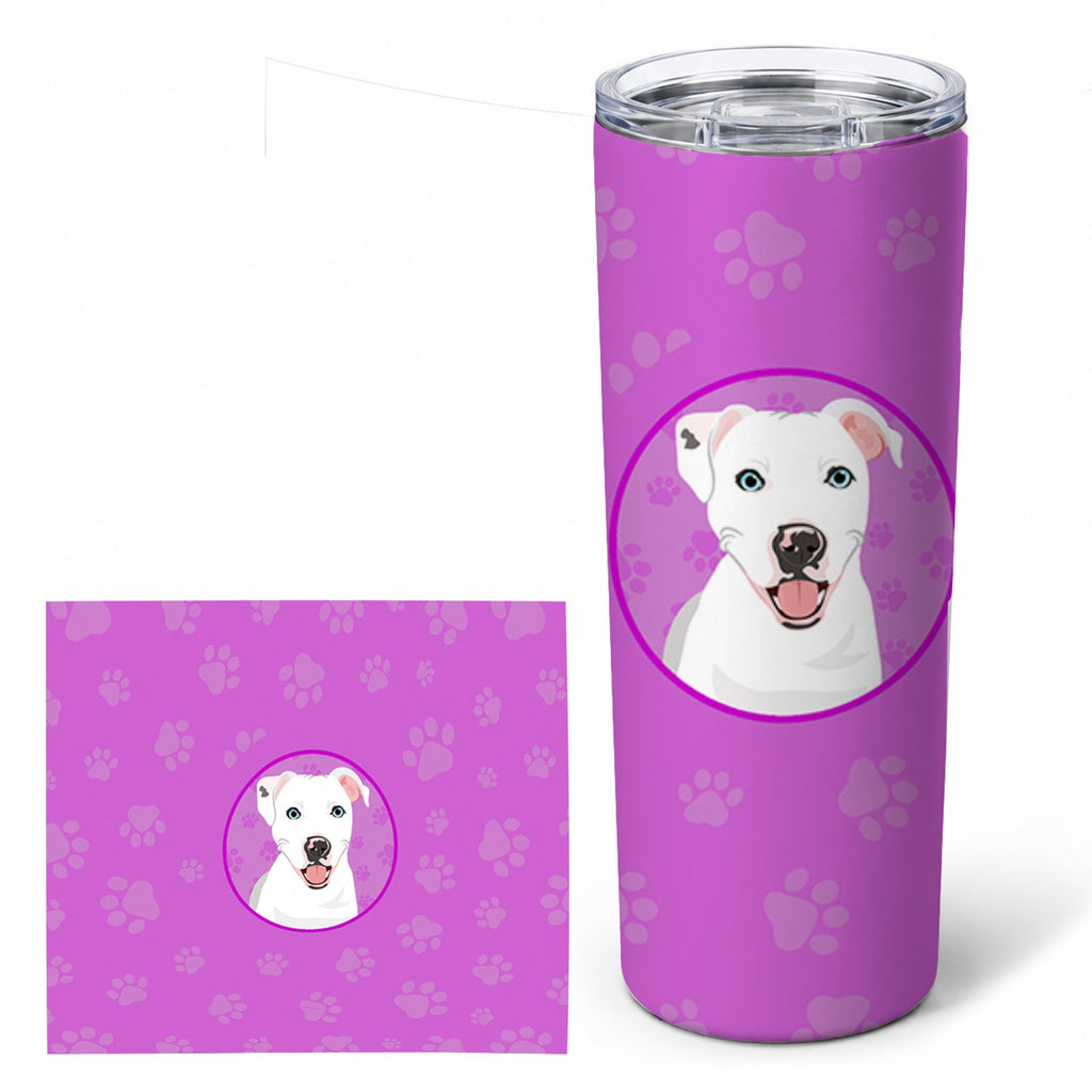 Pit Bull White #1 Stainless Steel Skinny Tumbler 20 oz Vacuum Double Walled Reusable Insulated Travel Cup