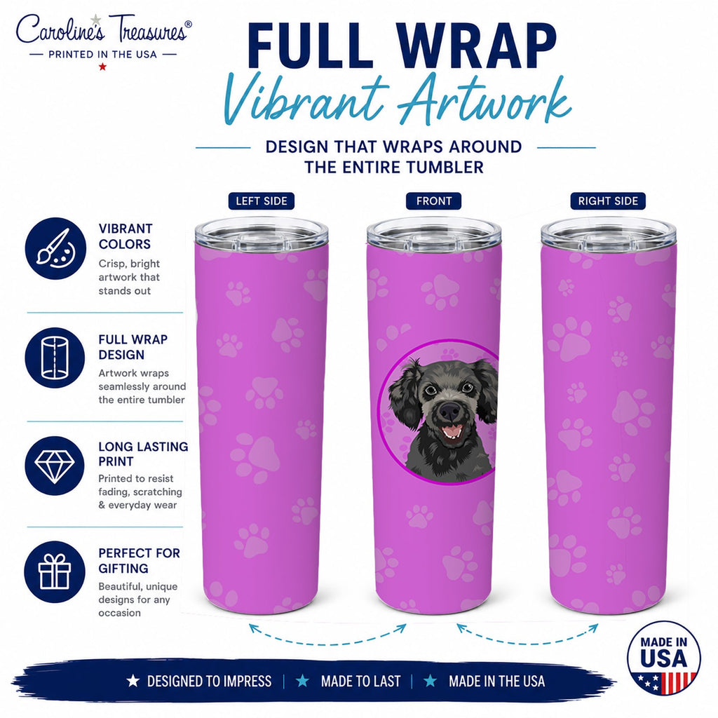 Poodle Toy Grey Stainless Steel Skinny Tumbler 20 oz Vacuum Double Walled Reusable Insulated Travel Cup