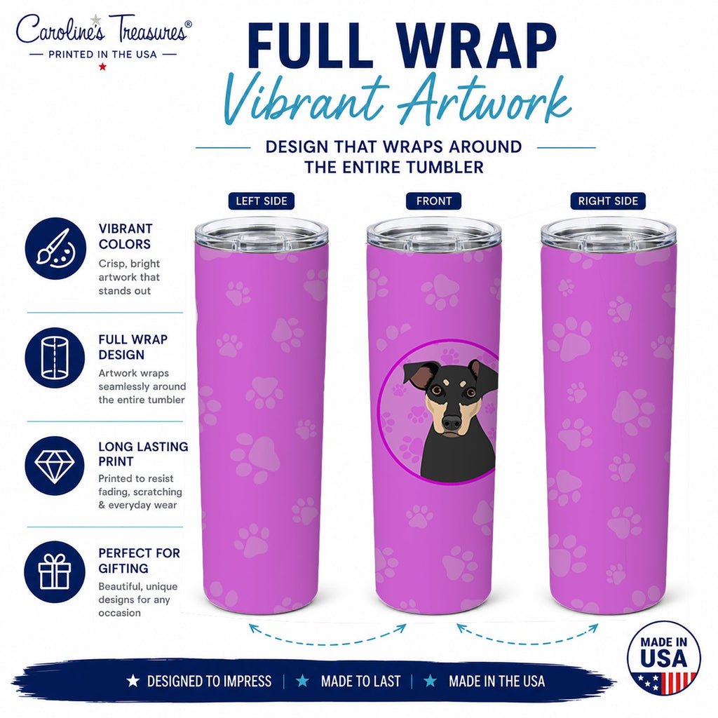Rottweiler Black and Tan #3 Stainless Steel Skinny Tumbler 20 oz Vacuum Double Walled Reusable Insulated Travel Cup