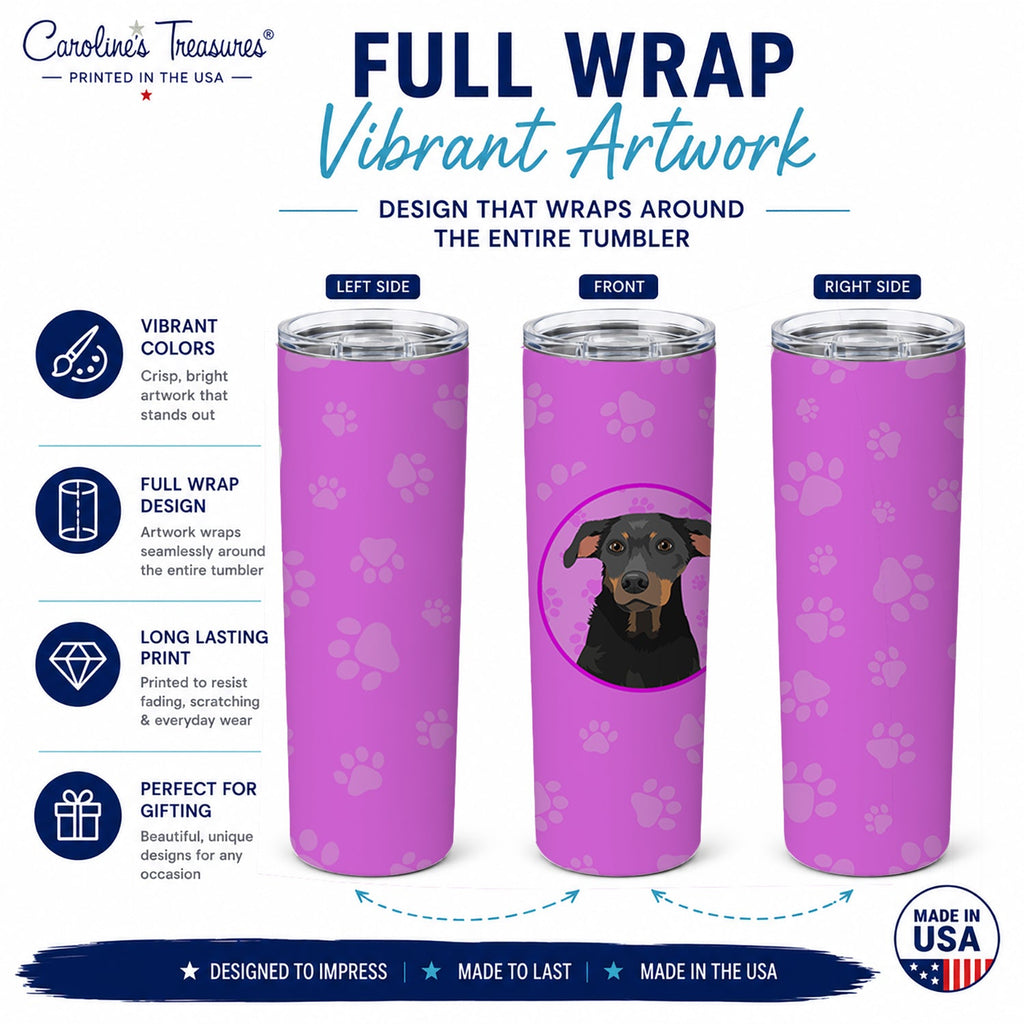 Rottweiler Black and Tan #5 Stainless Steel Skinny Tumbler 20 oz Vacuum Double Walled Reusable Insulated Travel Cup
