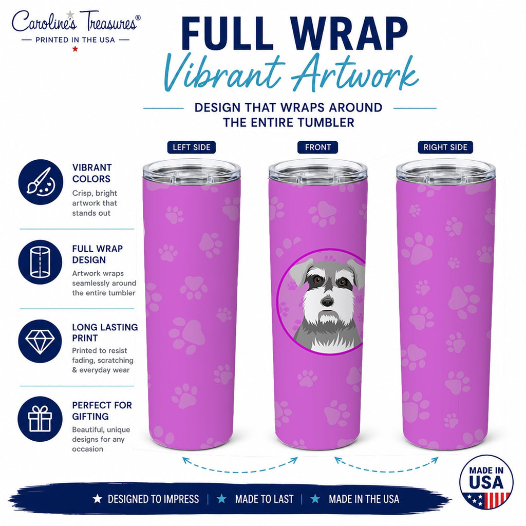 Schnauzer Salt and Pepper #1 Stainless Steel Skinny Tumbler 20 oz Vacuum Double Walled Reusable Insulated Travel Cup
