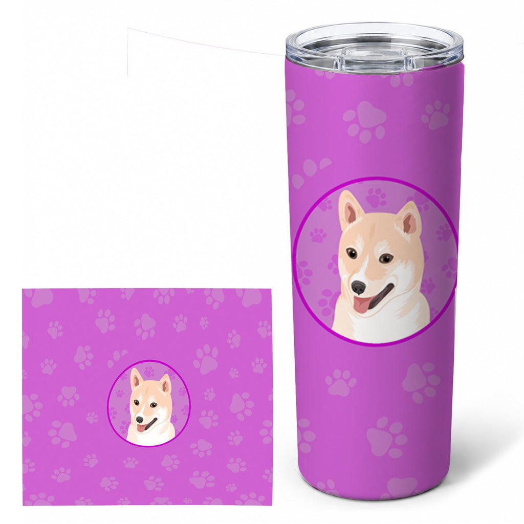 Shiba Inu Cream #2 Stainless Steel Skinny Tumbler 20 oz Vacuum Double Walled Reusable Insulated Travel Cup