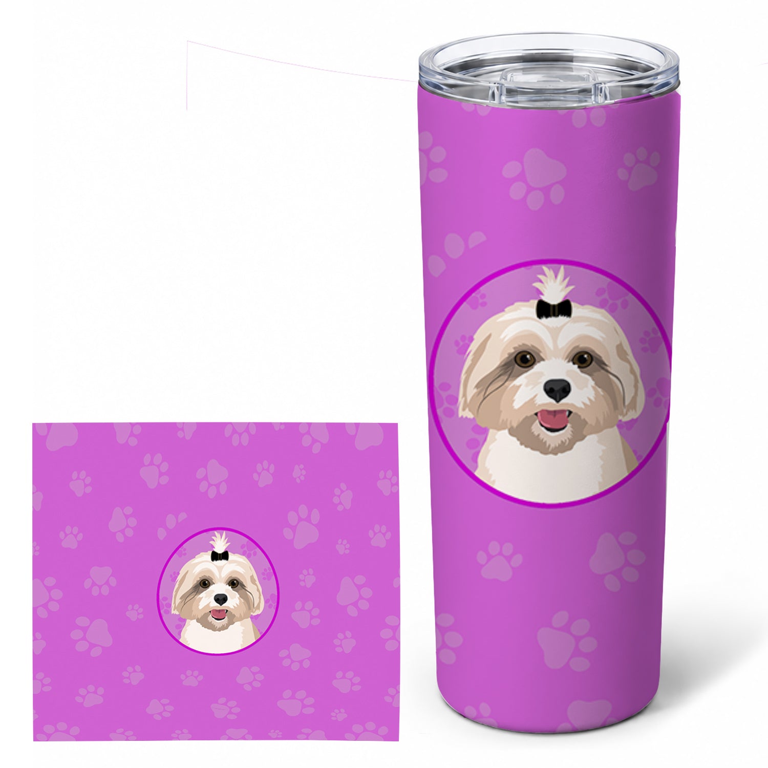 Shih-Tzu Gold #2 Stainless Steel Skinny Tumbler 20 oz Vacuum Double Walled Reusable Insulated Travel Cup