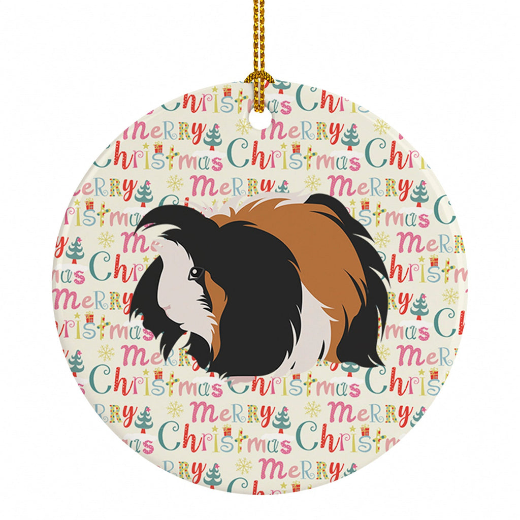 Sheba Guinea Pig Christmas Ceramic Ornament Christmas Tree Hanging Decorations for Home Christmas Holiday, Party, Gift, 3 in, Multicolor