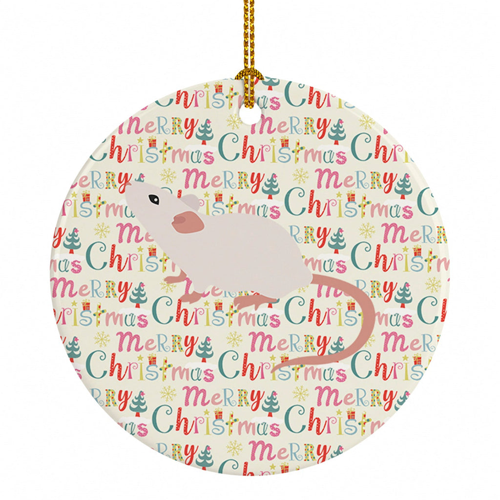 White Domestic Mouse Christmas Ceramic Ornament Christmas Tree Hanging Decorations for Home Christmas Holiday, Party, Gift, 3 in, Multicolor