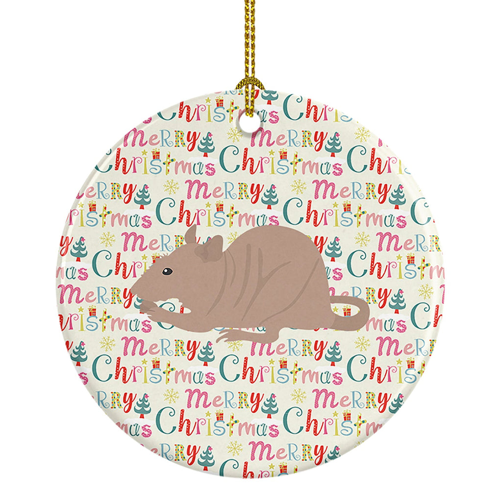 Fuzz Rat Christmas Ceramic Ornament Christmas Tree Hanging Decorations for Home Christmas Holiday, Party, Gift, 3 in, Multicolor