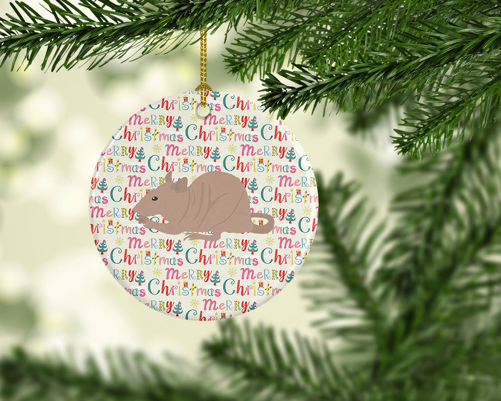 Fuzz Rat Christmas Ceramic Ornament Christmas Tree Hanging Decorations for Home Christmas Holiday, Party, Gift, 3 in, Multicolor