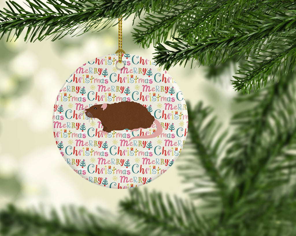 Rex Rat Christmas Ceramic Ornament Christmas Tree Hanging Decorations for Home Christmas Holiday, Party, Gift, 3 in, Multicolor