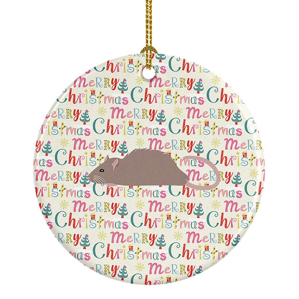 Satin Rat Christmas Ceramic Ornament Christmas Tree Hanging Decorations for Home Christmas Holiday, Party, Gift, 3 in, Multicolor