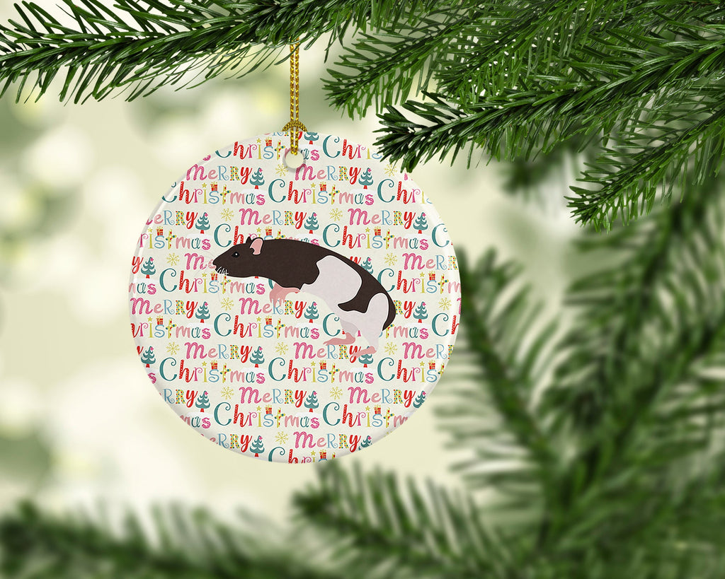 Tailless Rat Christmas Ceramic Ornament Christmas Tree Hanging Decorations for Home Christmas Holiday, Party, Gift, 3 in, Multicolor