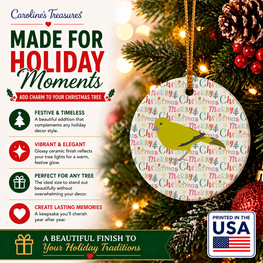 London Canary Christmas Ceramic Ornament Christmas Tree Hanging Decorations for Home Christmas Holiday, Party, Gift, 3 in, Multicolor