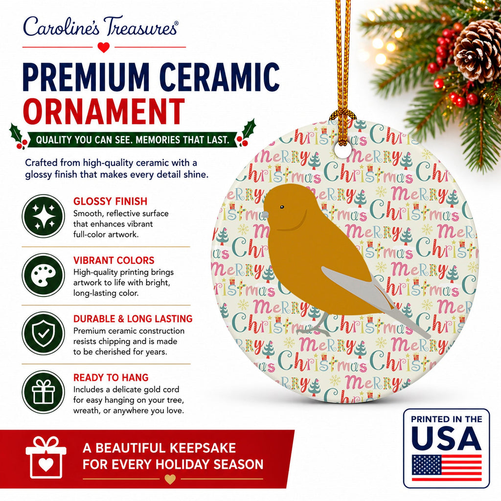 Norwich Canary Christmas Ceramic Ornament Christmas Tree Hanging Decorations for Home Christmas Holiday, Party, Gift, 3 in, Multicolor