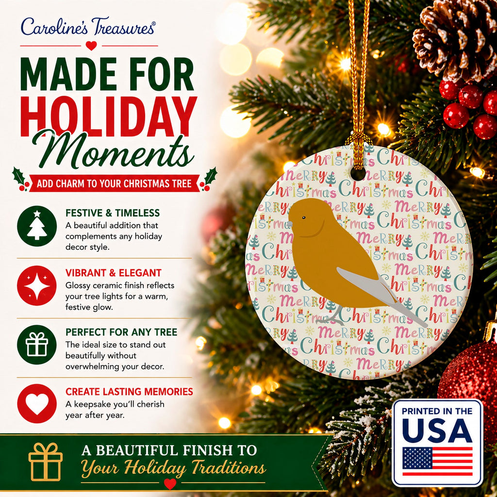 Norwich Canary Christmas Ceramic Ornament Christmas Tree Hanging Decorations for Home Christmas Holiday, Party, Gift, 3 in, Multicolor