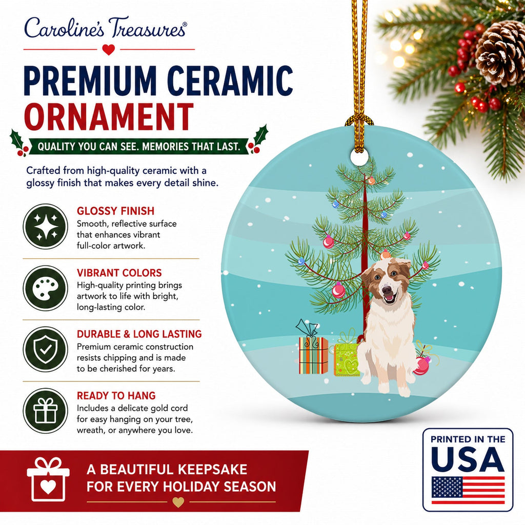 Australian Shepherd Red and White #1 Christmas Ceramic Ornament Christmas Tree Hanging Decorations for Home Christmas Holiday, Party, Gift, 3 in, Multicolor