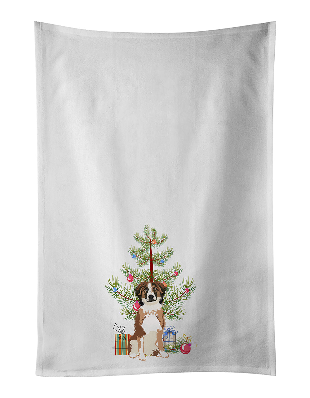 Australian Shepherd Red Tricolor #1 Christmas Kitchen Towel Set of 2 White Dish Towels Decorative Bathroom Hand towel for Hand, Face, Hair, Yoga, Tea, Dishcloth, 19 X 28", White