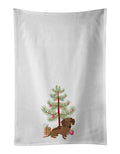 Dachshund Chocolate Christmas Kitchen Towel Set of 2 White Dish Towels Decorative Bathroom Hand towel for Hand, Face, Hair, Yoga, Tea, Dishcloth, 19 X 28", White