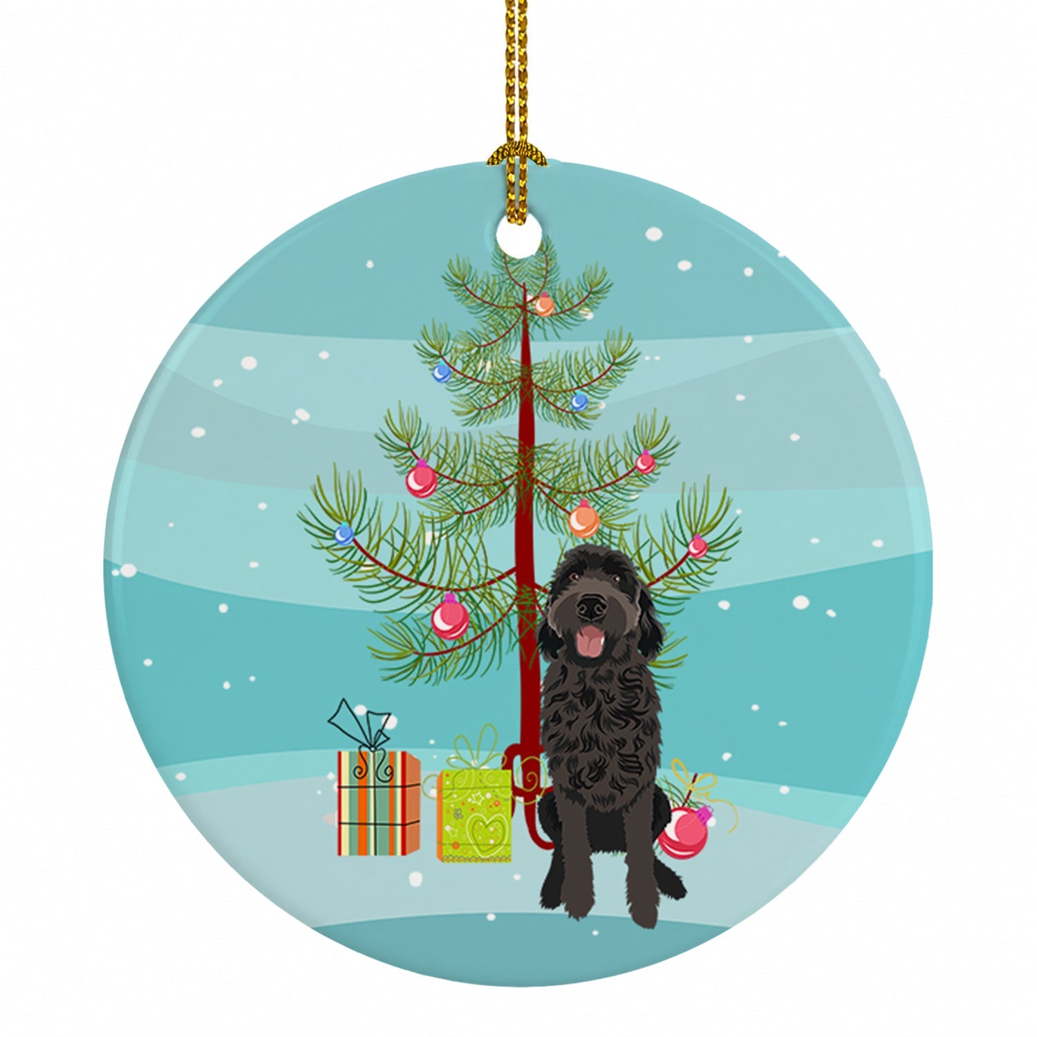 Doodle Black #1 Christmas Ceramic Ornament Christmas Tree Hanging Decorations for Home Christmas Holiday, Party, Gift, 3 in, Multicolor