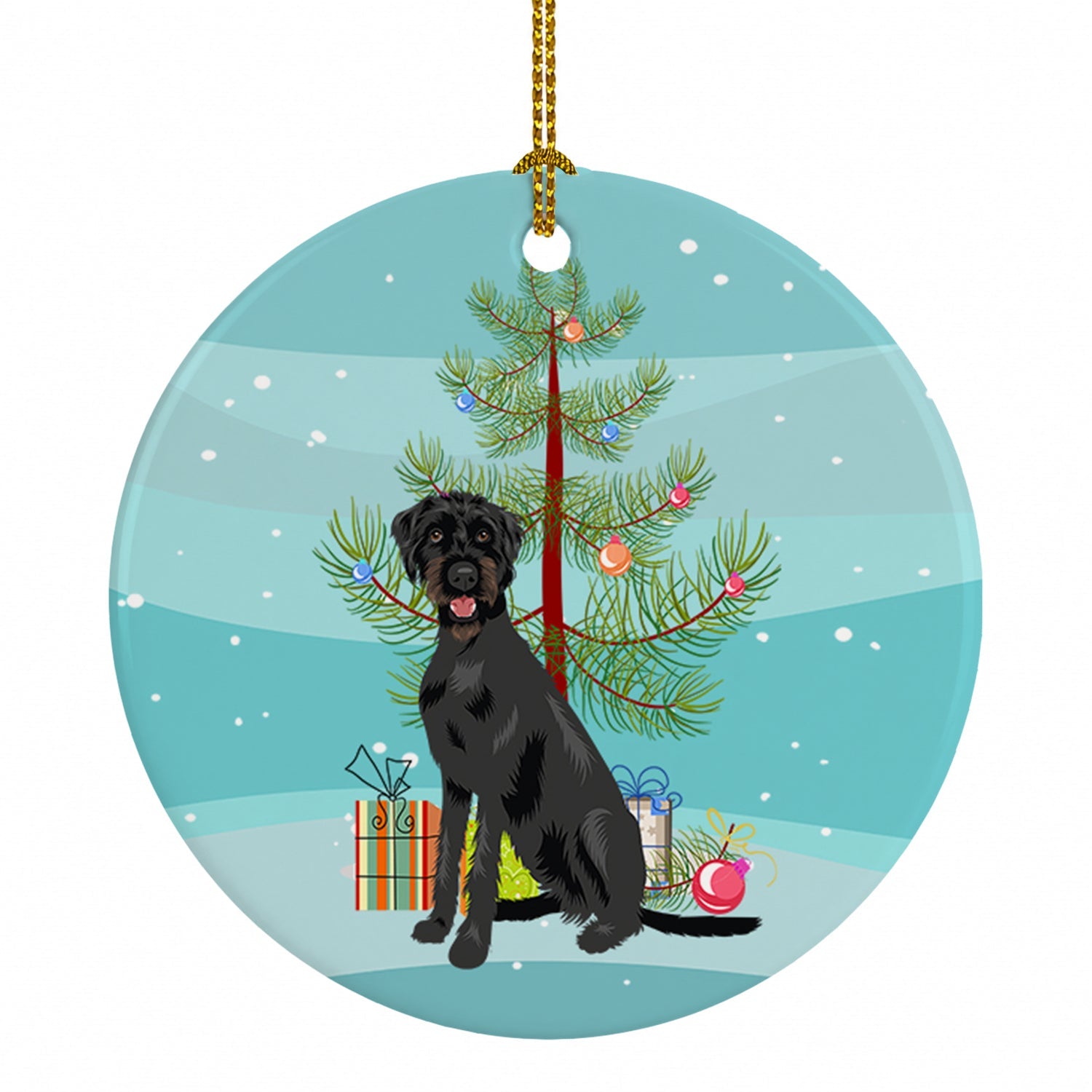 Doodle Black and Tan Christmas Ceramic Ornament Christmas Tree Hanging Decorations for Home Christmas Holiday, Party, Gift, 3 in, Multicolor