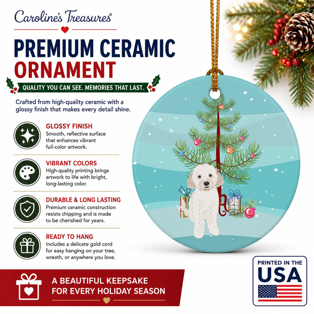 Doodle Cream #4 Christmas Ceramic Ornament Christmas Tree Hanging Decorations for Home Christmas Holiday, Party, Gift, 3 in, Multicolor