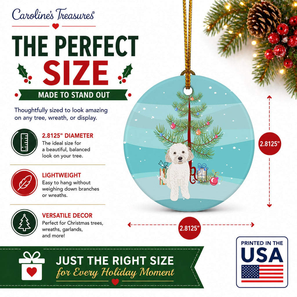 Doodle Cream #4 Christmas Ceramic Ornament Christmas Tree Hanging Decorations for Home Christmas Holiday, Party, Gift, 3 in, Multicolor