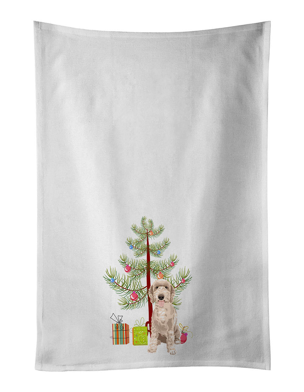 Doodle Fawn #5 Christmas Kitchen Towel Set of 2 White Dish Towels Decorative Bathroom Hand towel for Hand, Face, Hair, Yoga, Tea, Dishcloth, 19 X 28", White