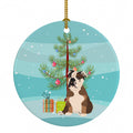 English Bulldog Chocolate Tan Christmas Ceramic Ornament Christmas Tree Hanging Decorations for Home Christmas Holiday, Party, Gift, 3 in, Multicolor