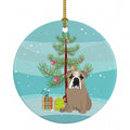 English Bulldog Lilac Tricolor Christmas Ceramic Ornament Christmas Tree Hanging Decorations for Home Christmas Holiday, Party, Gift, 3 in, Multicolor