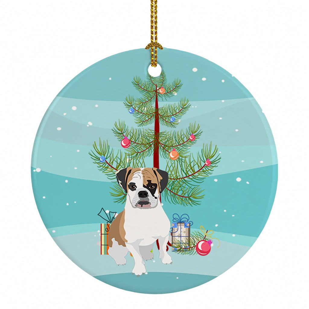 English Bulldog Tricolor #2 Christmas Ceramic Ornament Christmas Tree Hanging Decorations for Home Christmas Holiday, Party, Gift, 3 in, Multicolor