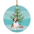 English Bulldog Tricolor #2 Christmas Ceramic Ornament Christmas Tree Hanging Decorations for Home Christmas Holiday, Party, Gift, 3 in, Multicolor