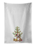 English Bulldog Tricolor #4 Christmas Kitchen Towel Set of 2 White Dish Towels Decorative Bathroom Hand towel for Hand, Face, Hair, Yoga, Tea, Dishcloth, 19 X 28", White