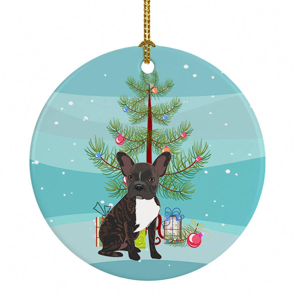 French Bulldog Brindle #2 Christmas Ceramic Ornament Christmas Tree Hanging Decorations for Home Christmas Holiday, Party, Gift, 3 in, Multicolor
