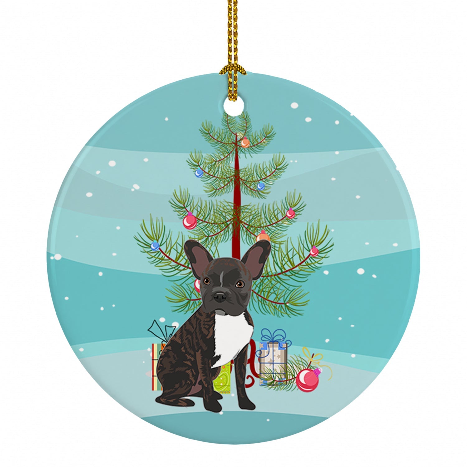 French Bulldog Brindle #2 Christmas Ceramic Ornament Christmas Tree Hanging Decorations for Home Christmas Holiday, Party, Gift, 3 in, Multicolor