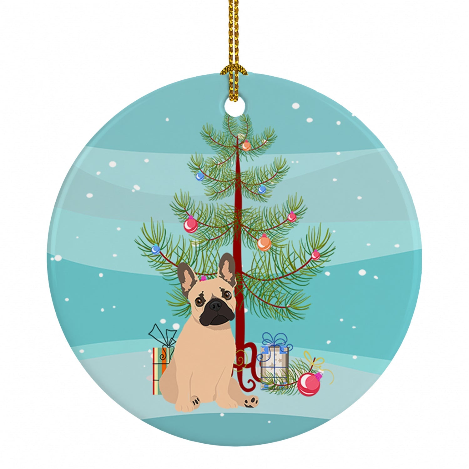 French Bulldog Fawn #1 Christmas Ceramic Ornament Christmas Tree Hanging Decorations for Home Christmas Holiday, Party, Gift, 3 in, Multicolor