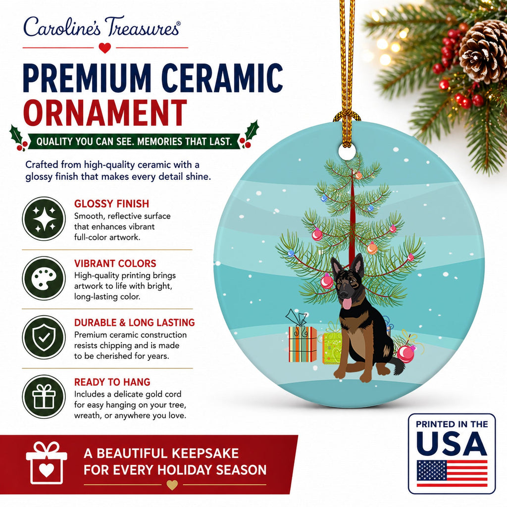 German Shepherd Bicolor Christmas Ceramic Ornament Christmas Tree Hanging Decorations for Home Christmas Holiday, Party, Gift, 3 in, Multicolor
