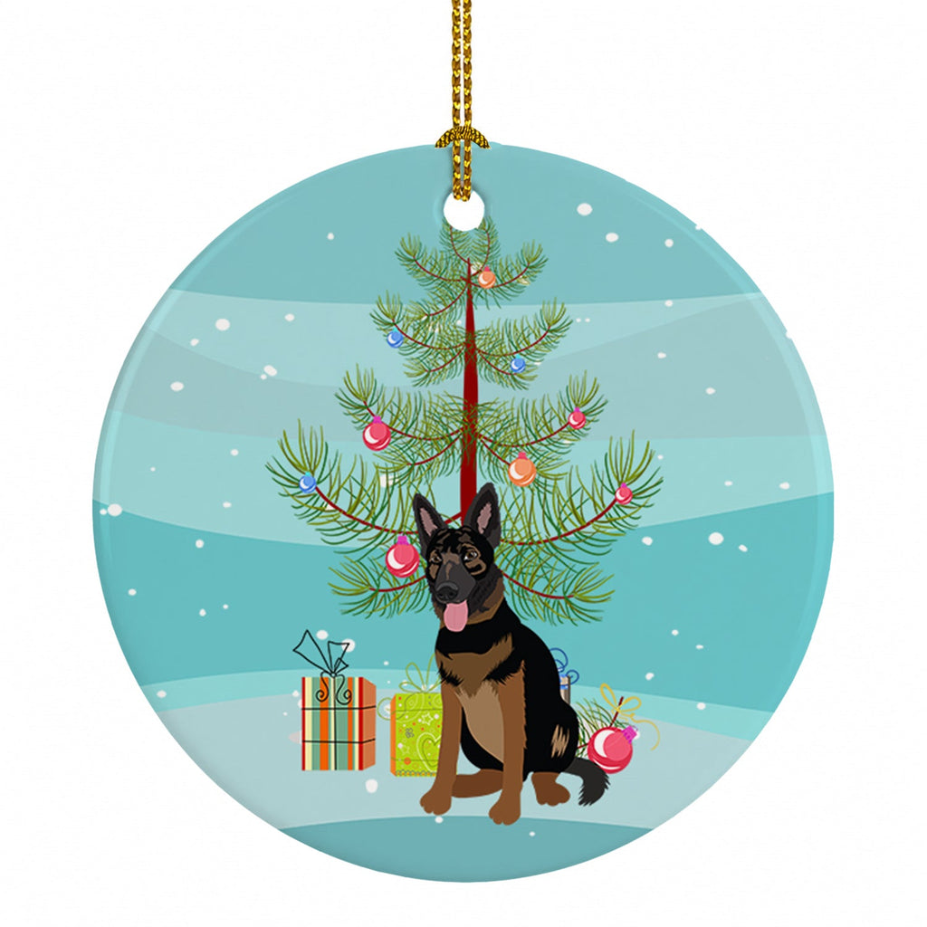 German Shepherd Bicolor Christmas Ceramic Ornament Christmas Tree Hanging Decorations for Home Christmas Holiday, Party, Gift, 3 in, Multicolor