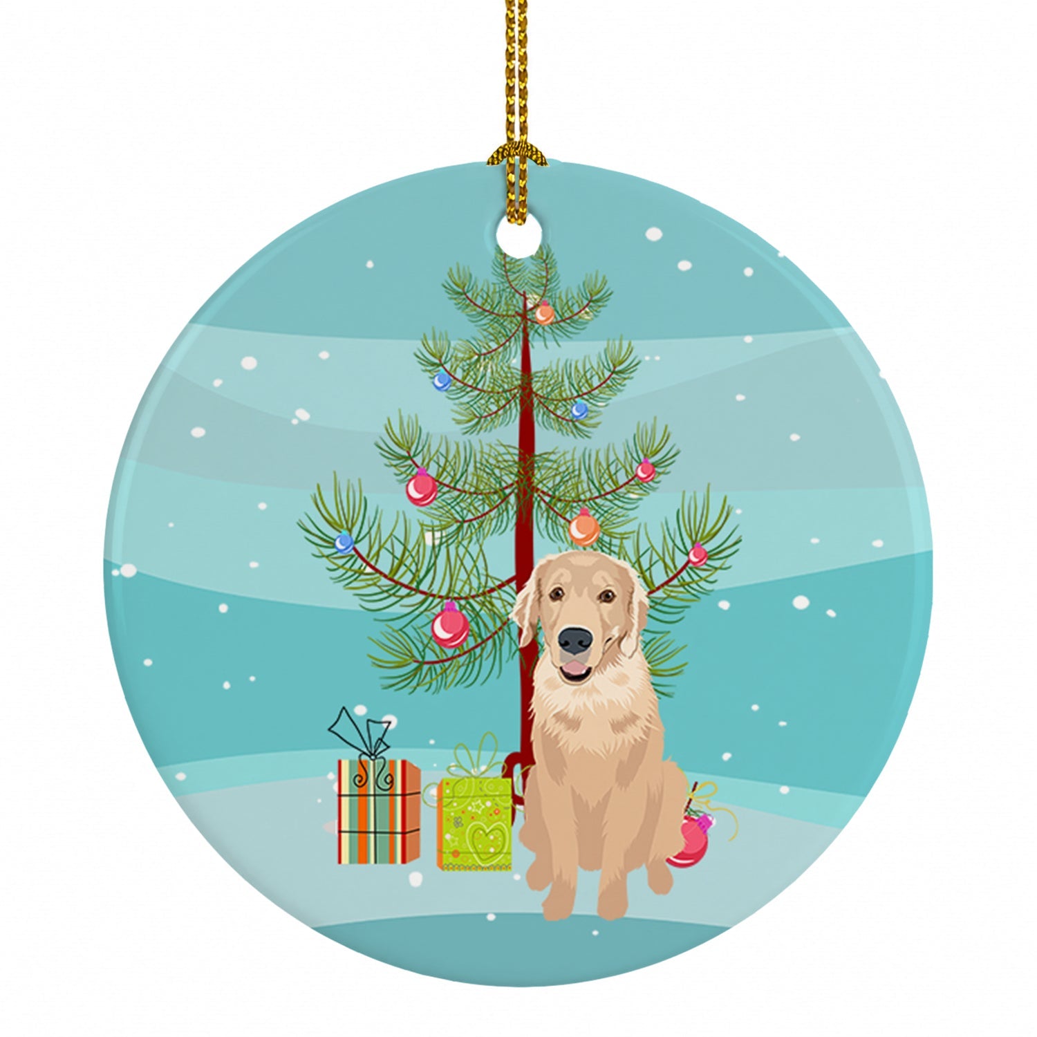 Golden Retriever Fawn #2 Christmas Ceramic Ornament Christmas Tree Hanging Decorations for Home Christmas Holiday, Party, Gift, 3 in, Multicolor