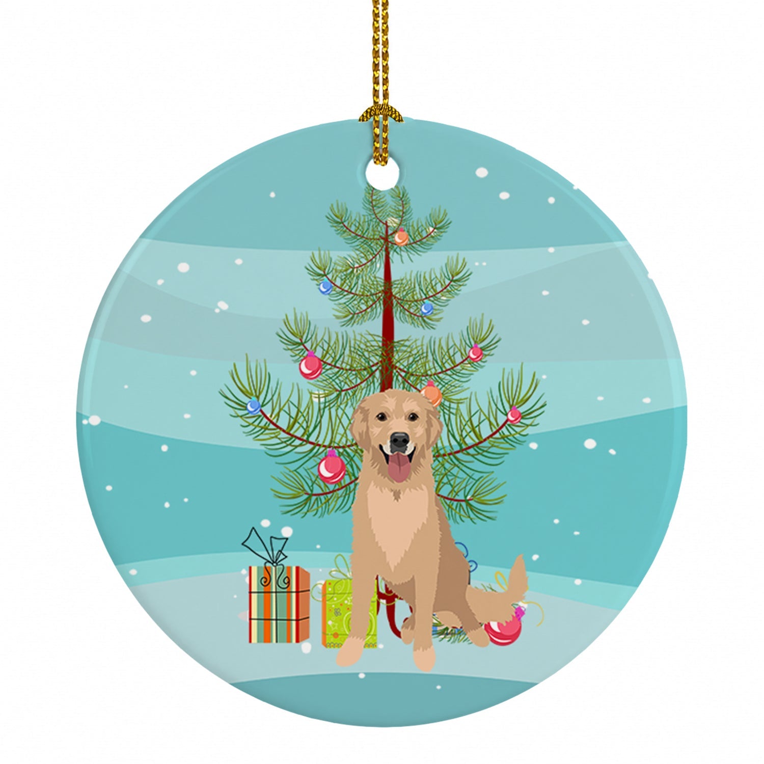 Golden Retriever Fawn #3 Christmas Ceramic Ornament Christmas Tree Hanging Decorations for Home Christmas Holiday, Party, Gift, 3 in, Multicolor