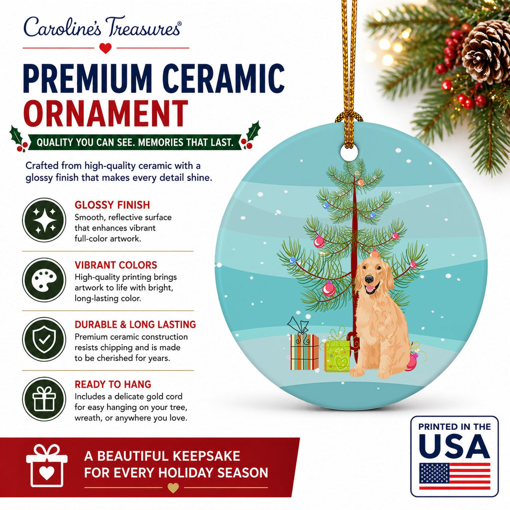 Golden Retriever Gold #1 Christmas Ceramic Ornament Christmas Tree Hanging Decorations for Home Christmas Holiday, Party, Gift, 3 in, Multicolor
