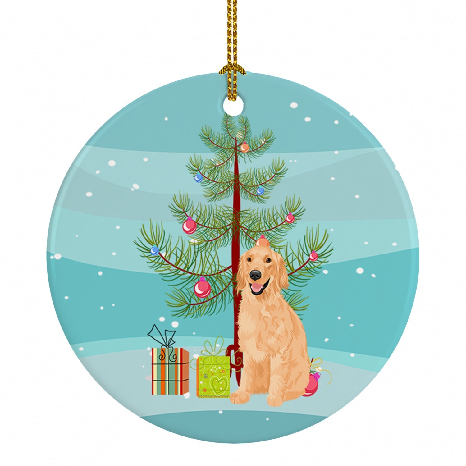 Golden Retriever Gold #1 Christmas Ceramic Ornament Christmas Tree Hanging Decorations for Home Christmas Holiday, Party, Gift, 3 in, Multicolor