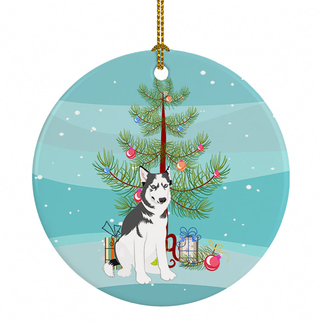 Siberian Husky Silver and White #2 Christmas Ceramic Ornament Christmas Tree Hanging Decorations for Home Christmas Holiday, Party, Gift, 3 in, Multicolor