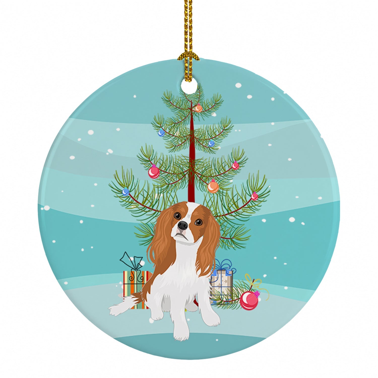 Cavalier King Charles Spaniel Blenheim #1 Christmas Ceramic Ornament Christmas Tree Hanging Decorations for Home Christmas Holiday, Party, Gift, 3 in, Multicolor