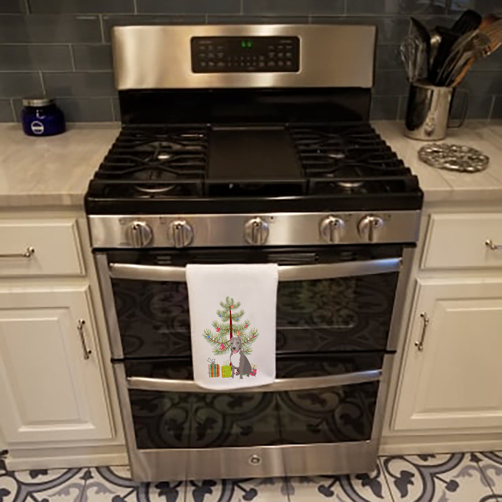 Pit Bull Blue #5 Christmas Kitchen Towel Set of 2 White Dish Towels Decorative Bathroom Hand towel for Hand, Face, Hair, Yoga, Tea, Dishcloth, 19 X 28", White