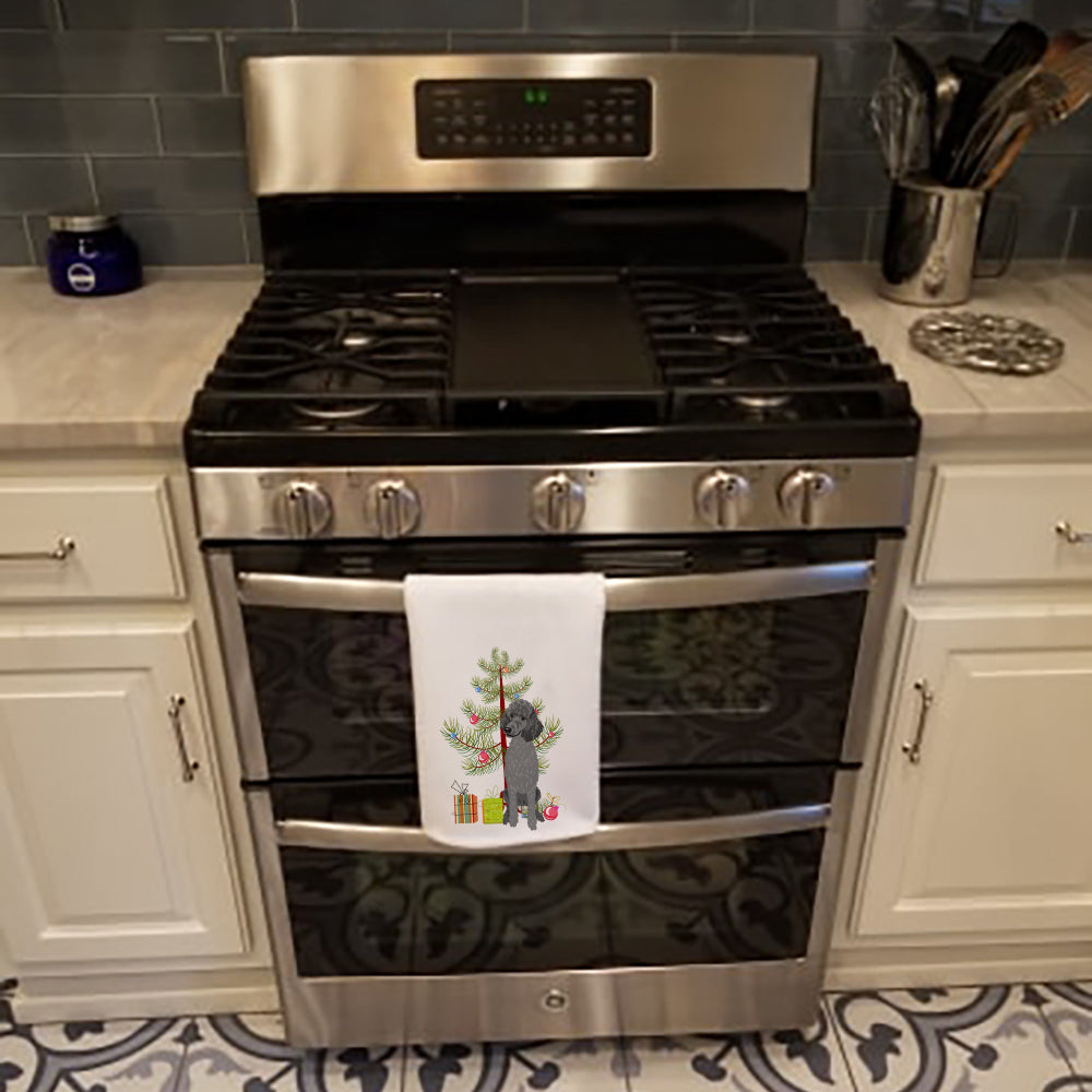Poodle Standard Gray Christmas Kitchen Towel Set of 2 White Dish Towels Decorative Bathroom Hand towel for Hand, Face, Hair, Yoga, Tea, Dishcloth, 19 X 28", White