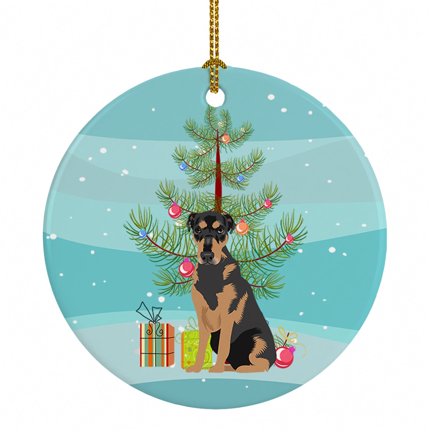 Rottweiler Black and Tan #2 Christmas Ceramic Ornament Christmas Tree Hanging Decorations for Home Christmas Holiday, Party, Gift, 3 in, Multicolor