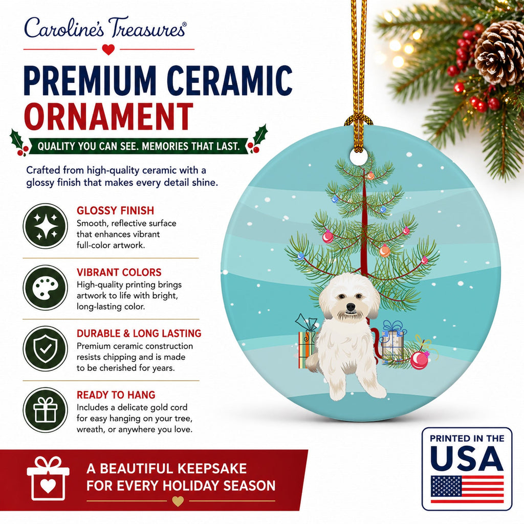 Shih-Tzu Gold #5 Christmas Ceramic Ornament Christmas Tree Hanging Decorations for Home Christmas Holiday, Party, Gift, 3 in, Multicolor