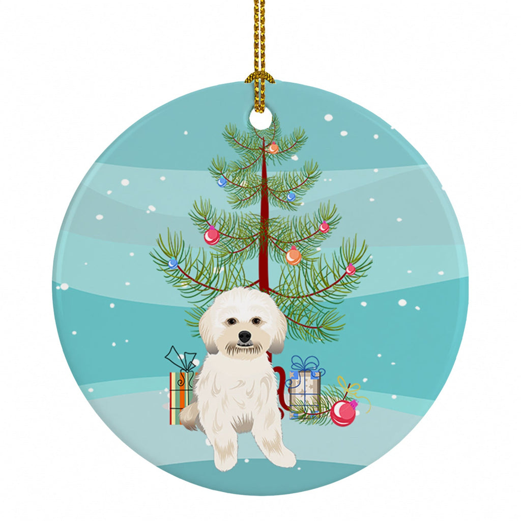 Shih-Tzu Gold #5 Christmas Ceramic Ornament Christmas Tree Hanging Decorations for Home Christmas Holiday, Party, Gift, 3 in, Multicolor