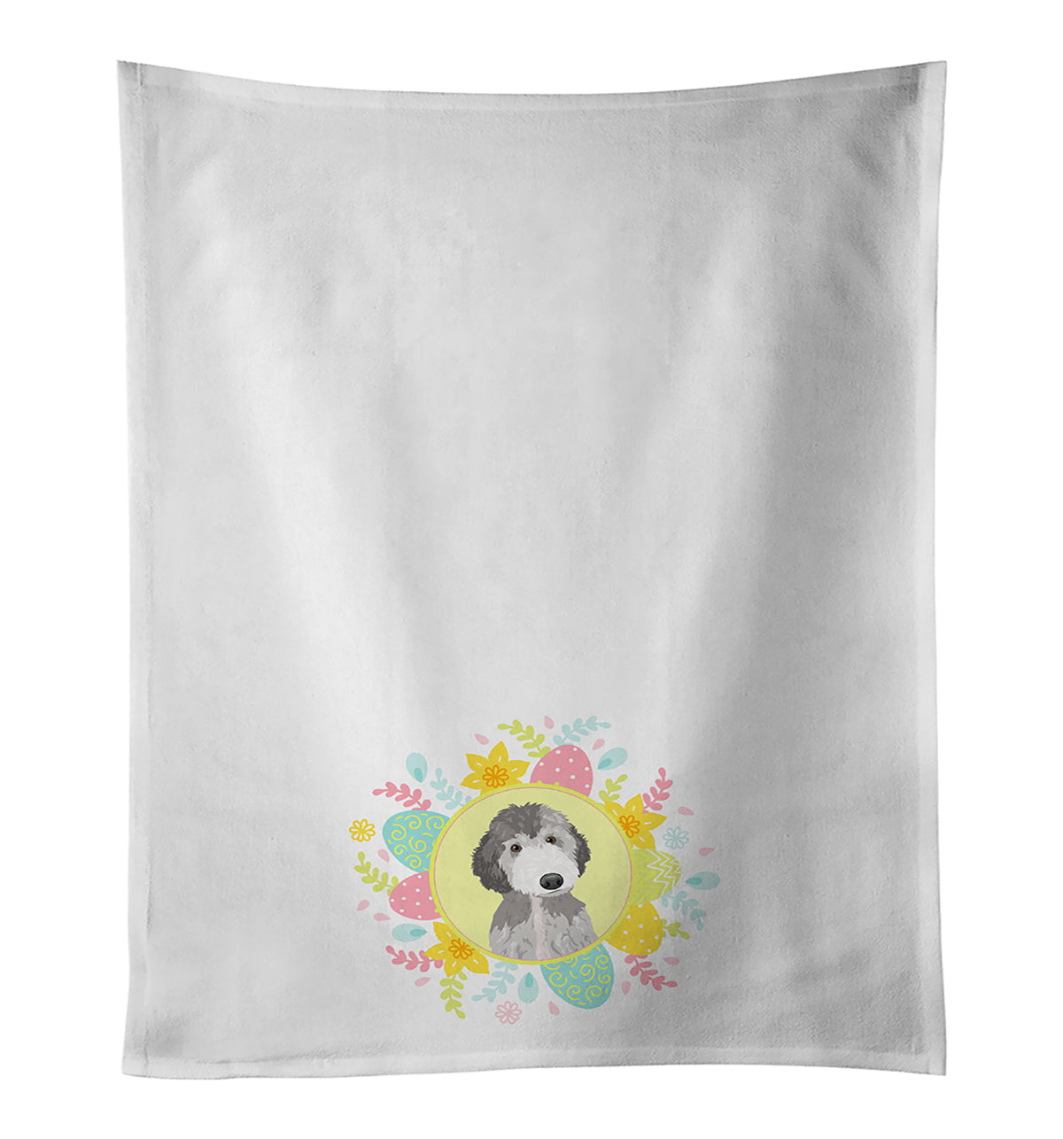 Doodle Silver #1 Easter Kitchen Towel Set of 2 White Dish Towels Decorative Bathroom Hand towel for Hand, Face, Hair, Yoga, Tea, Dishcloth, 19 X 28", White